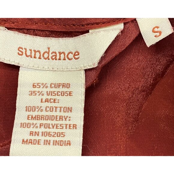 SUNDANCE Women Swiss Dot Short Sleeve Tunic V Neck Sz S Burnt Orange 10-12 - Picture 9 of 9